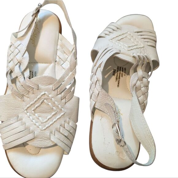 Angel Steps vintage Sandals Huaraches Women's 6WW White Leather Sling Back - Picture 3 of 8